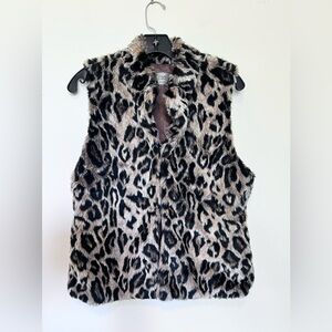 Ci Sono Animal Print Faux Fur Vest